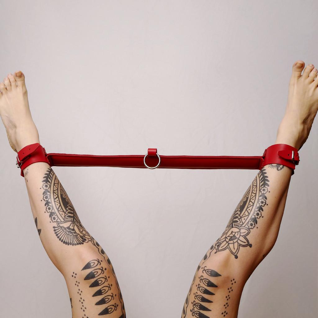 Barre de contrainte cuir et anneau Rouge