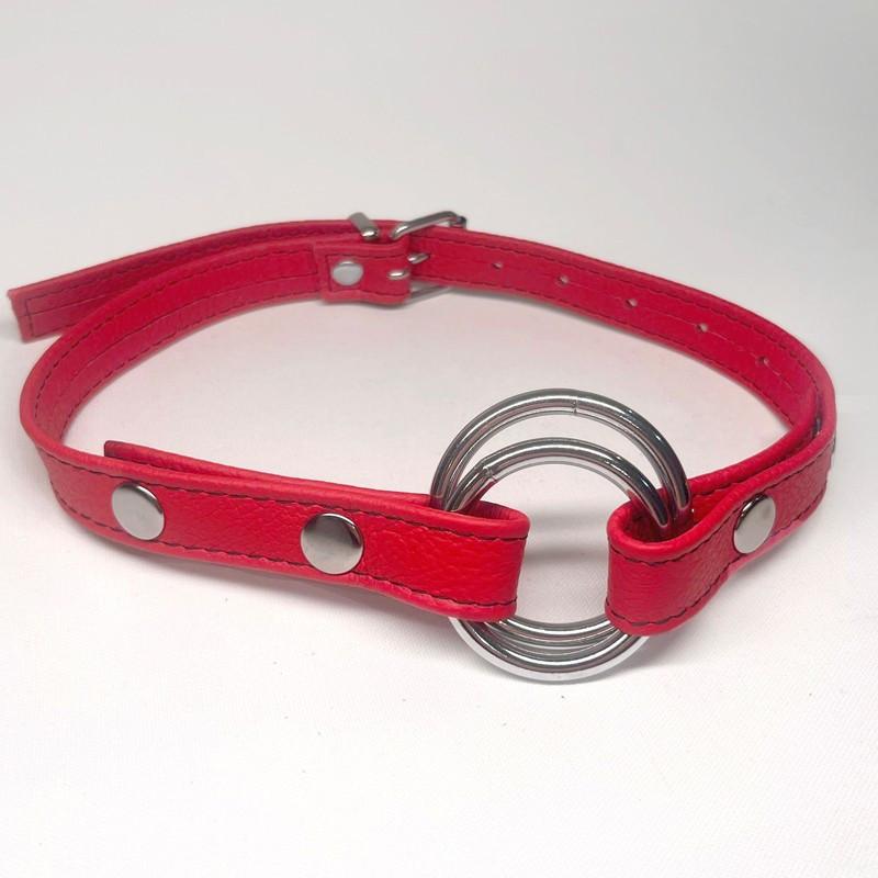 Baillon Anneau cuir rouge