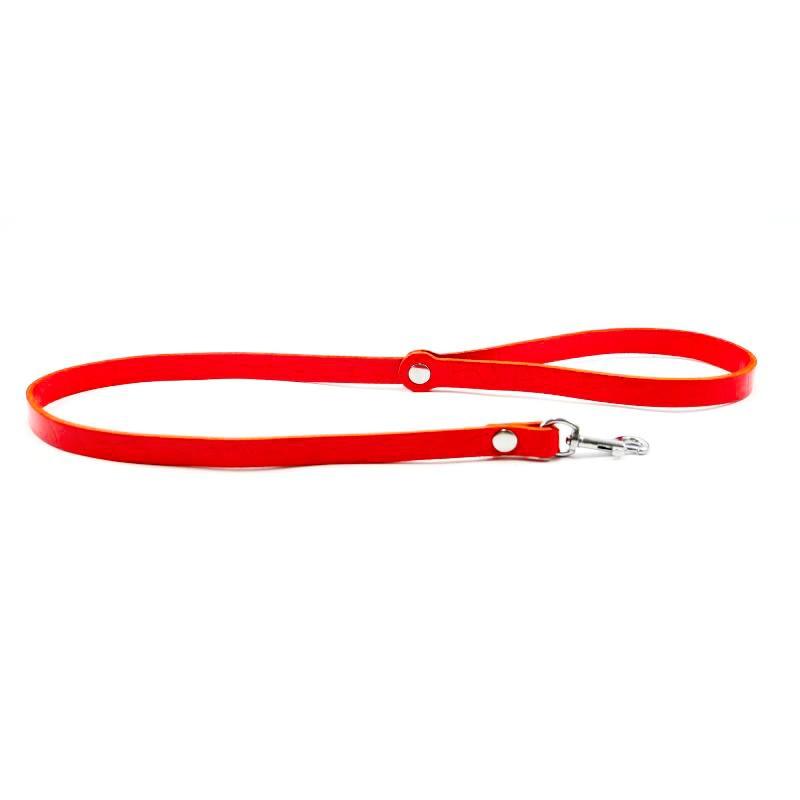 Laisse longue cuir Rouge