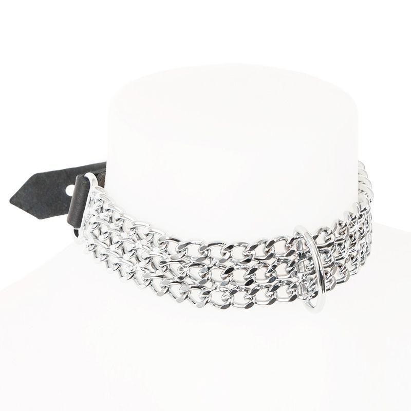 Collier Chaines cuir noir
