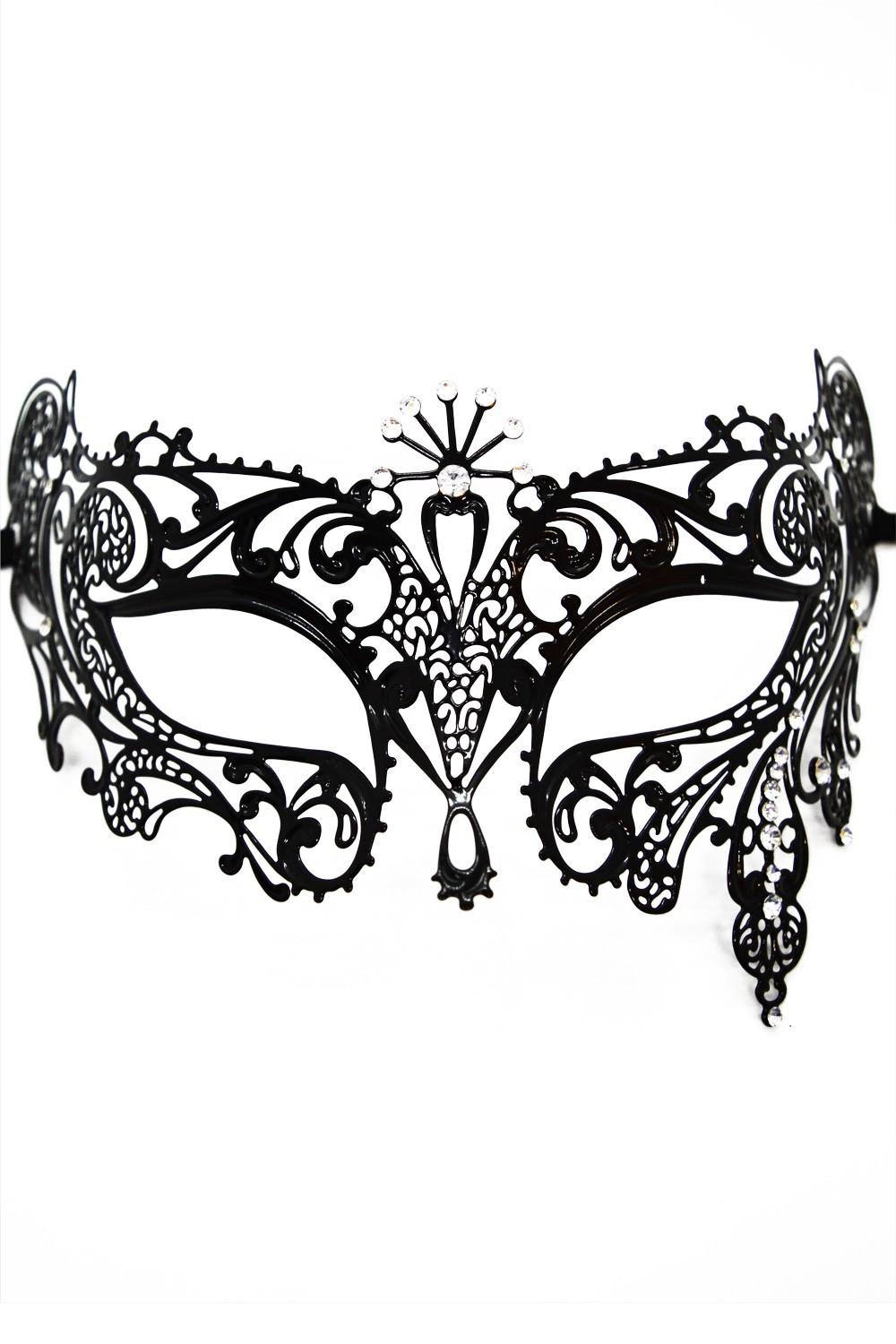 Masque vénitien Bianca rigide doré avec strass