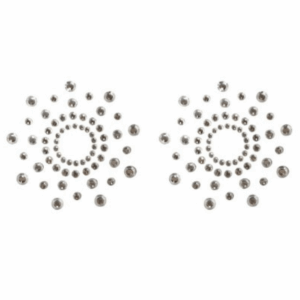Paire de cache tétons adhésifs strass blanc