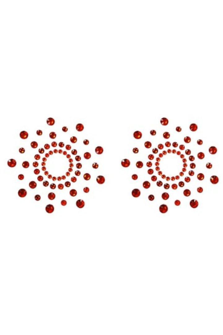 Paire de cache tétons adhésifs strass rouge