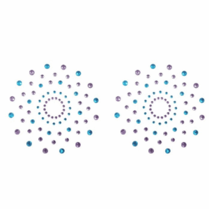 Paire de cache tétons adhésifs strass bleu et violet
