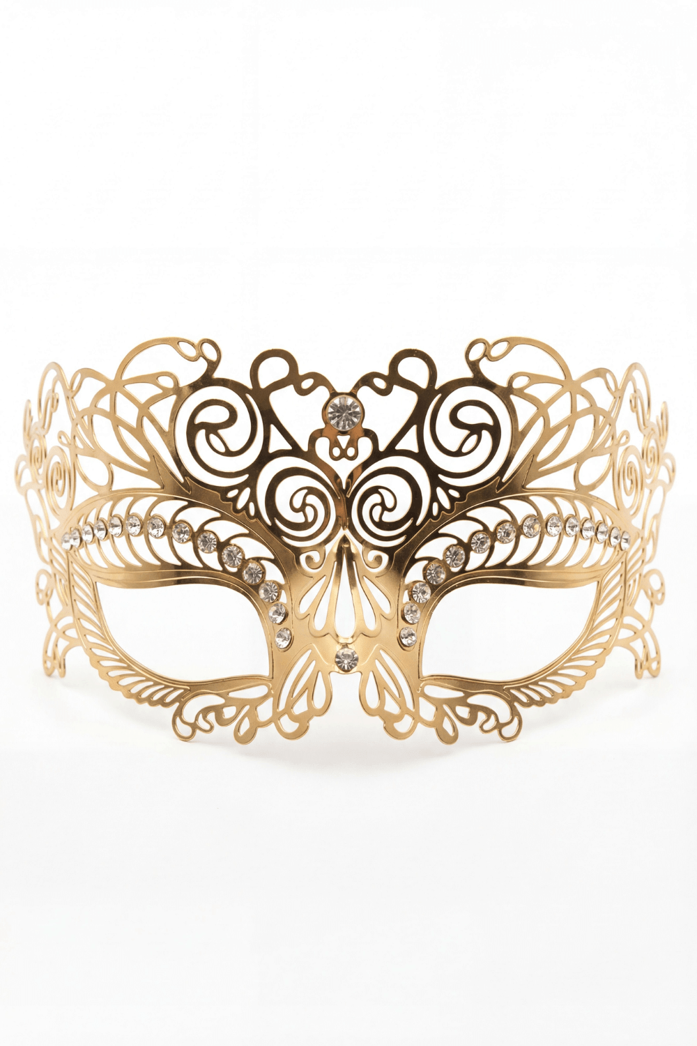Masque vénitien Giulia rigide doré avec strass
