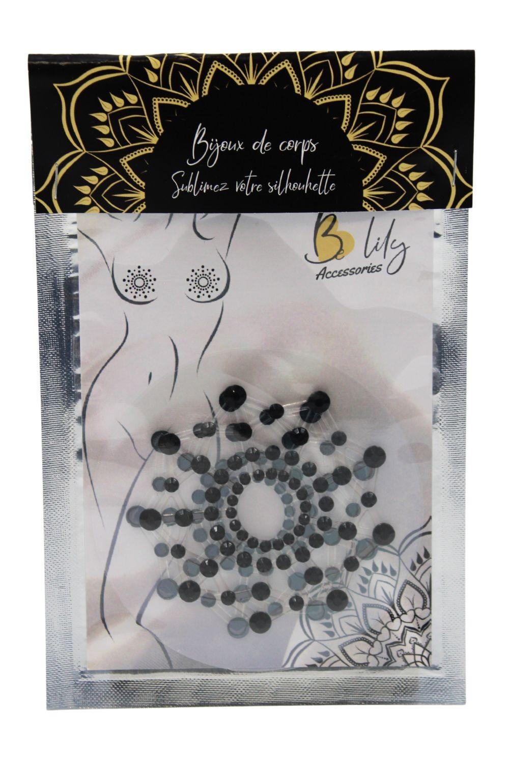 Paire de cache tétons adhésifs strass noir