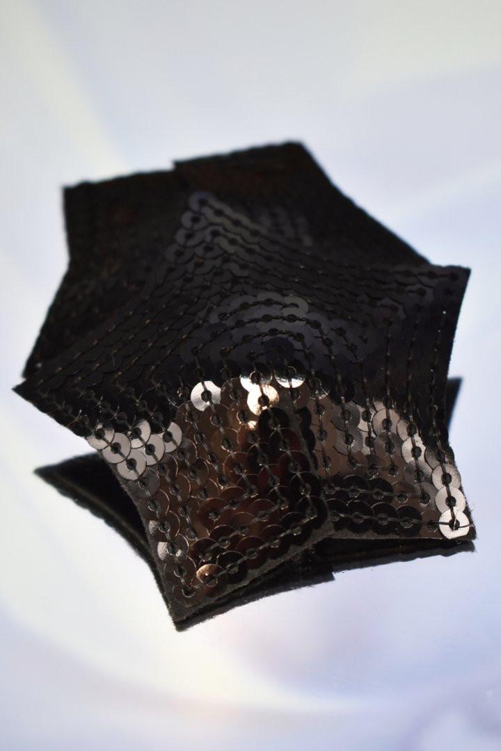 Paire de cache tétons adhésifs étoile pailletée sequin noir