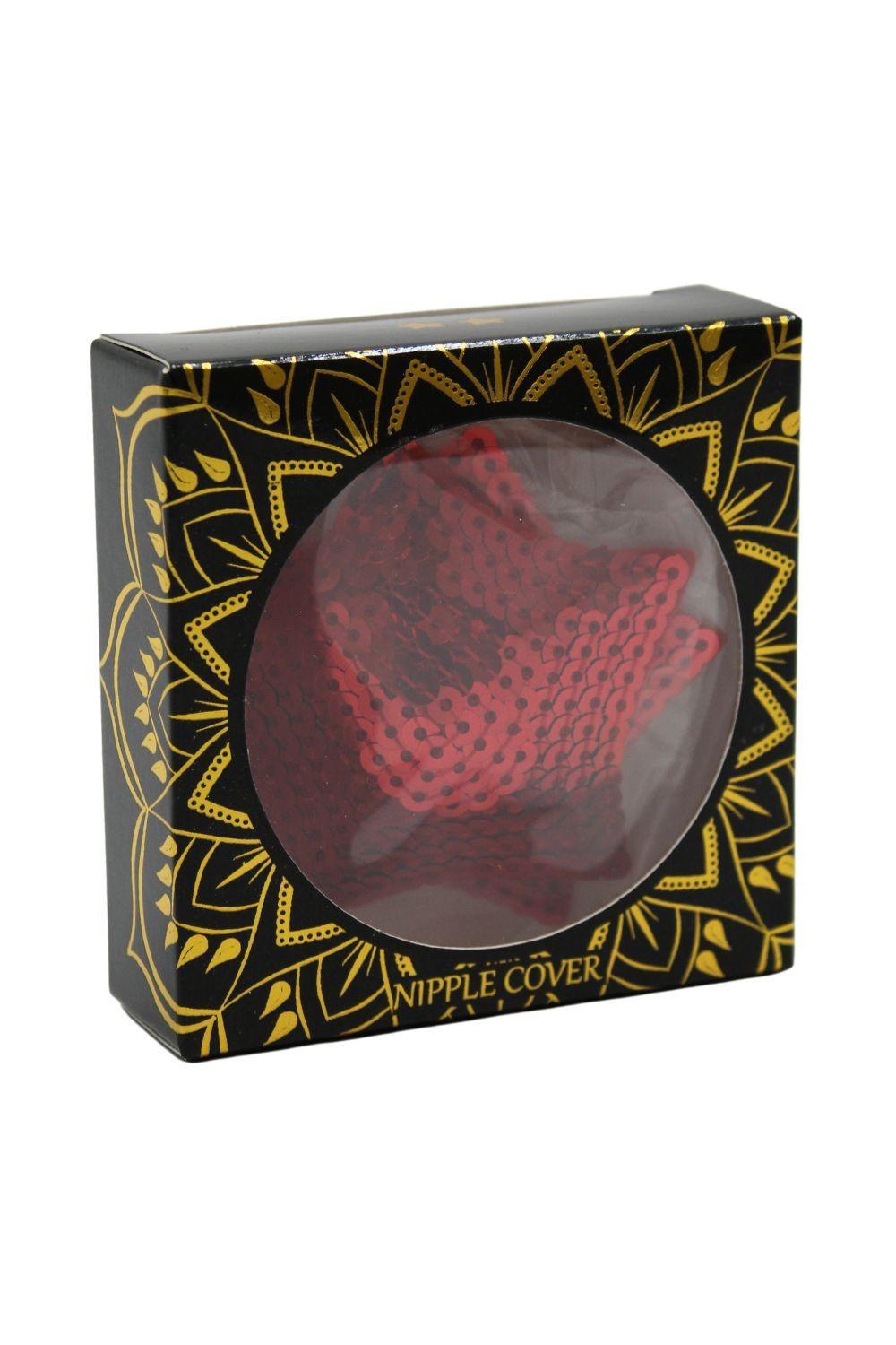 Paire de cache tétons adhésifs étoile pailletée sequin rouge