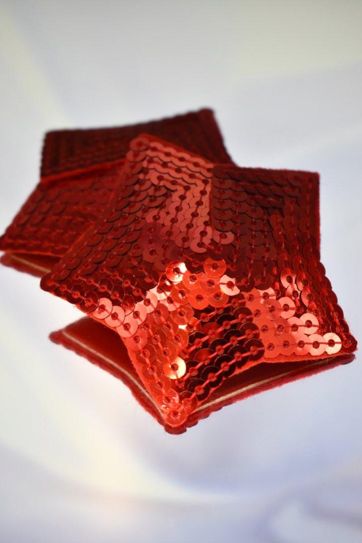 Paire de cache tétons adhésifs étoile pailletée sequin rouge