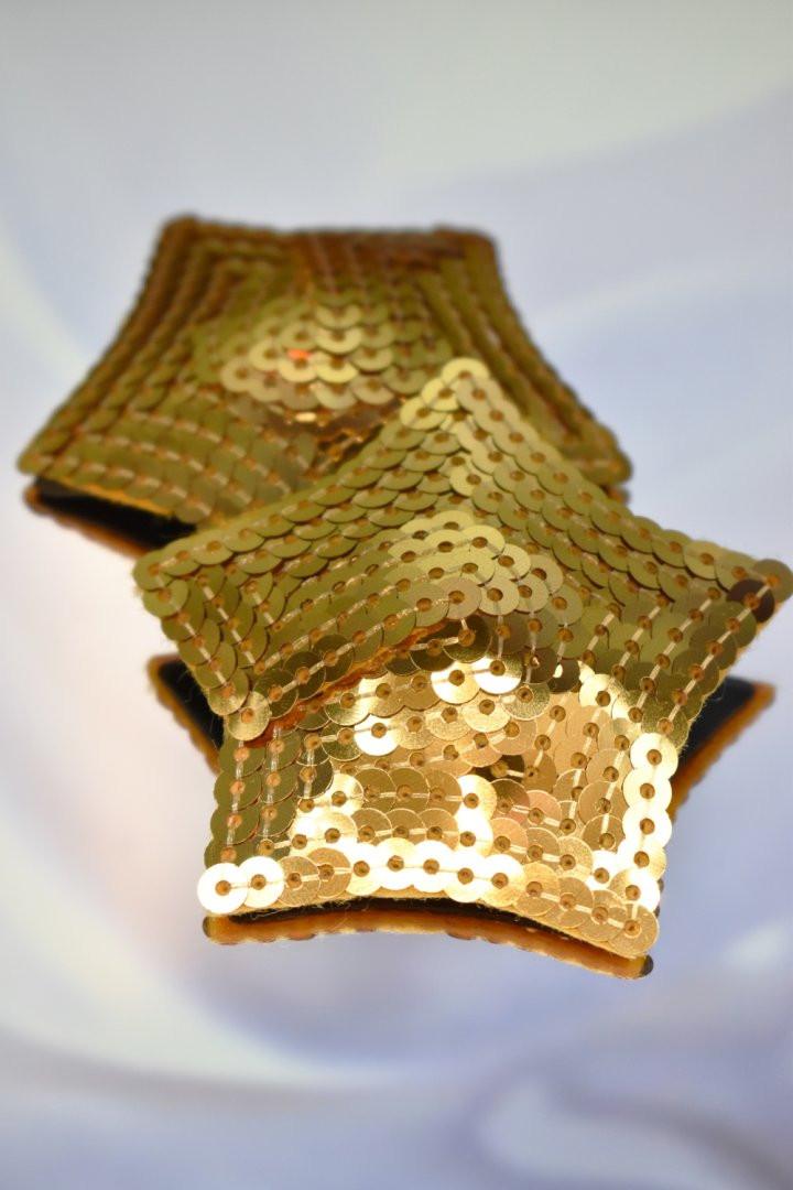 Paire de cache tétons adhésifs étoile pailletée sequin doré