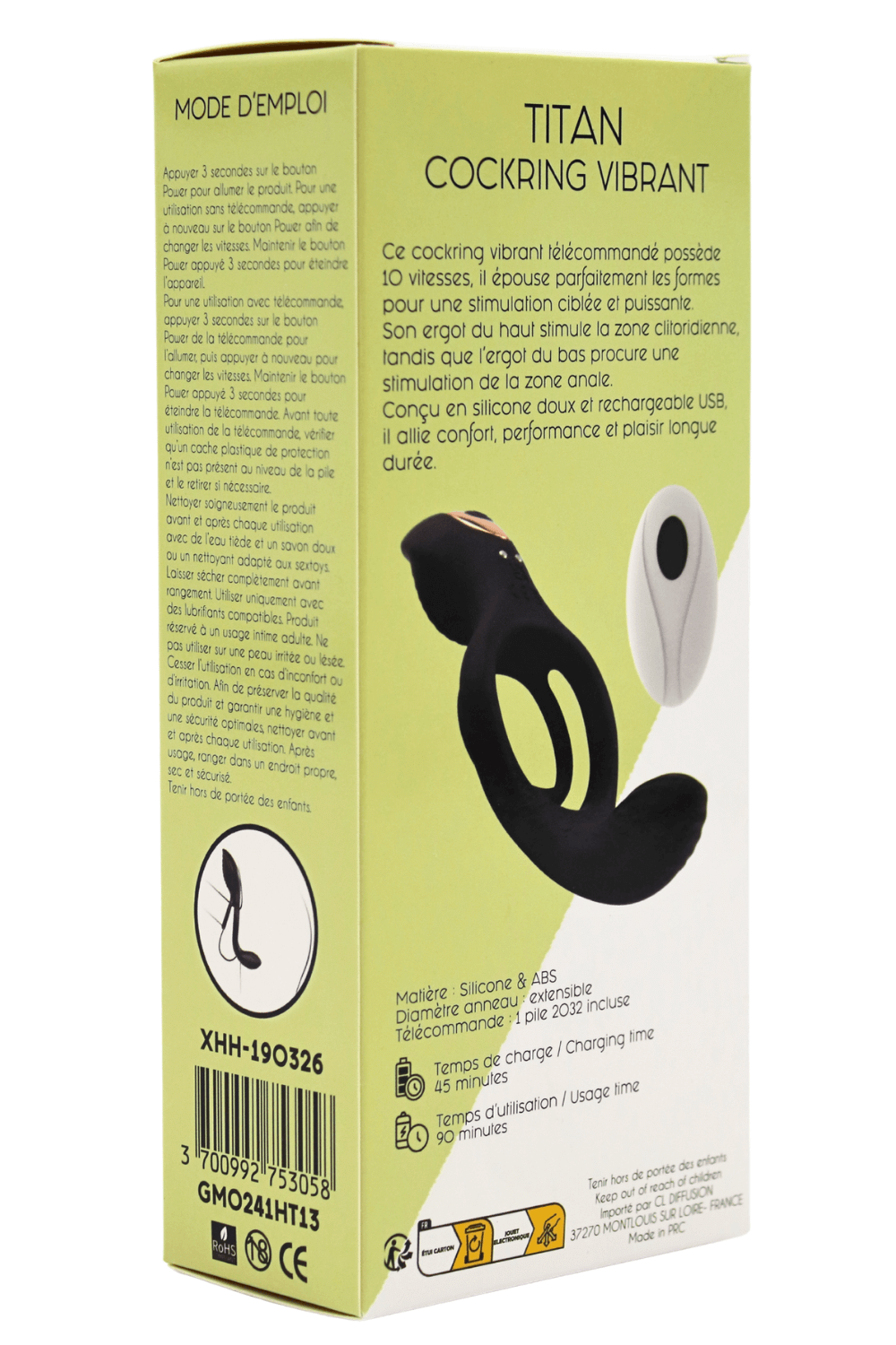 TITAN – Cockring Vibrant Télécommandé