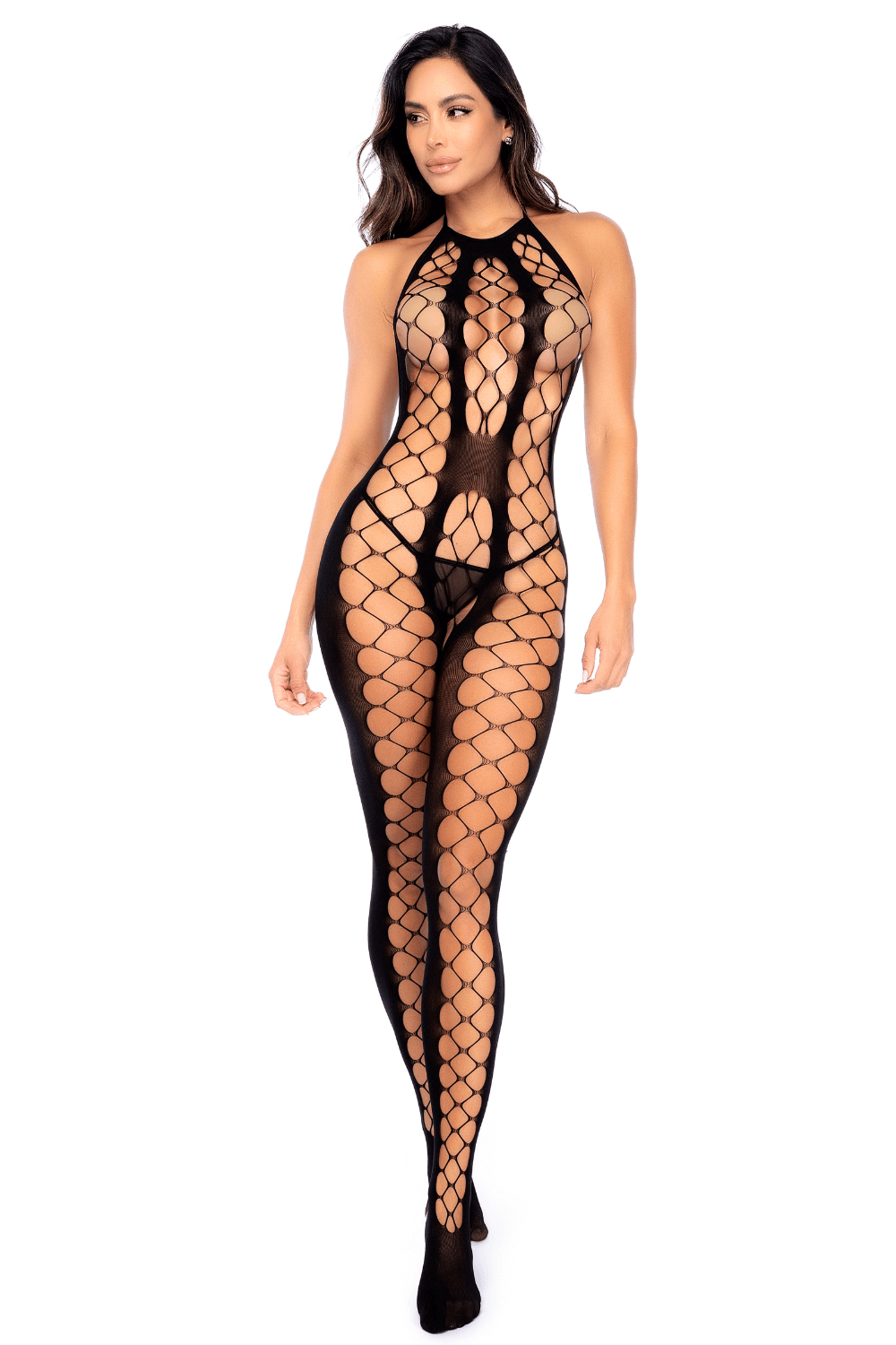 Bodystocking en résille noire échancrée – Mapalé