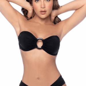 Bikini Bandeau Noir avec Anneau Central