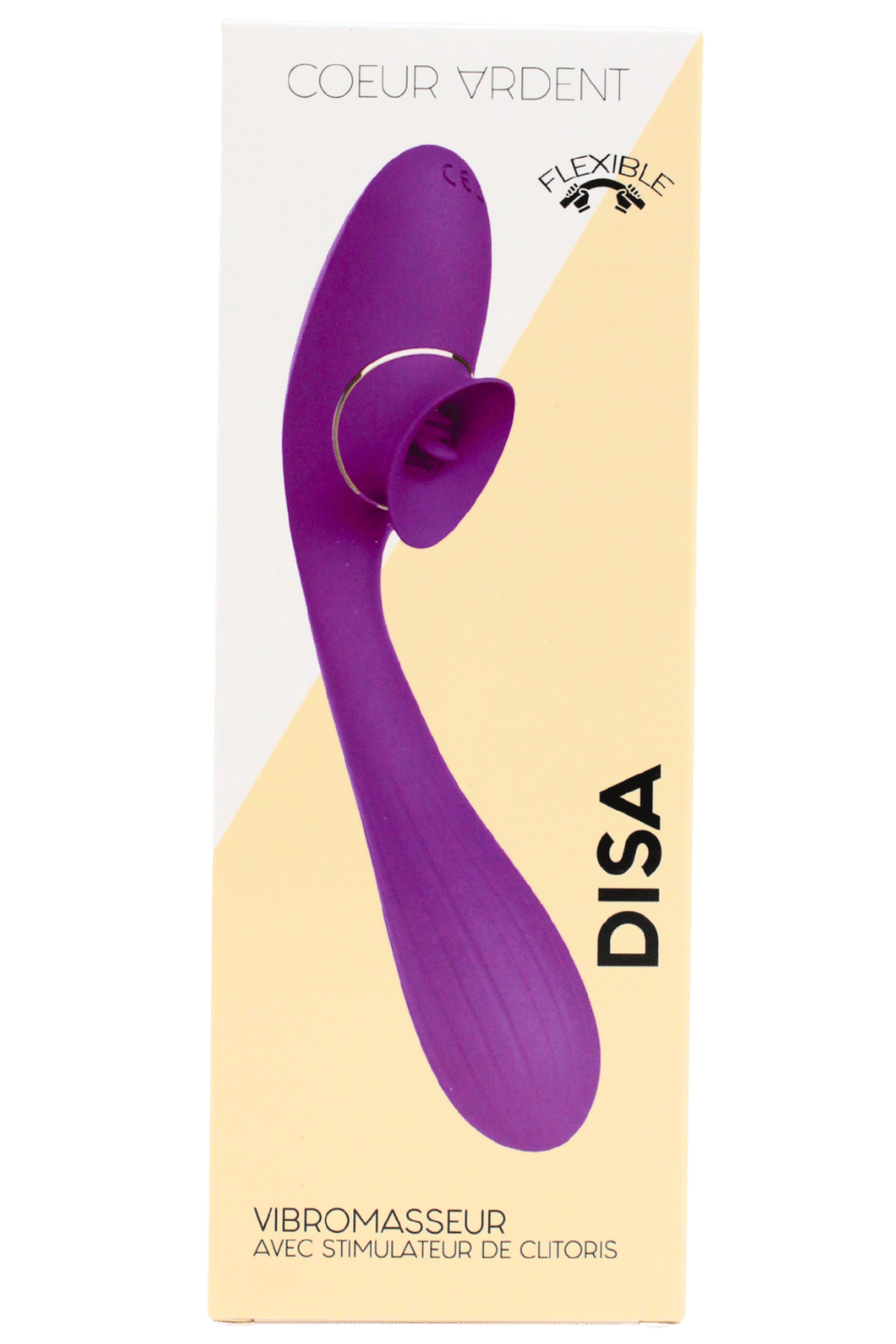 Stimulateur Clitoridien avec langue Vibromasseur Point G 2-en-1 DISA Violet Cœur Ardent