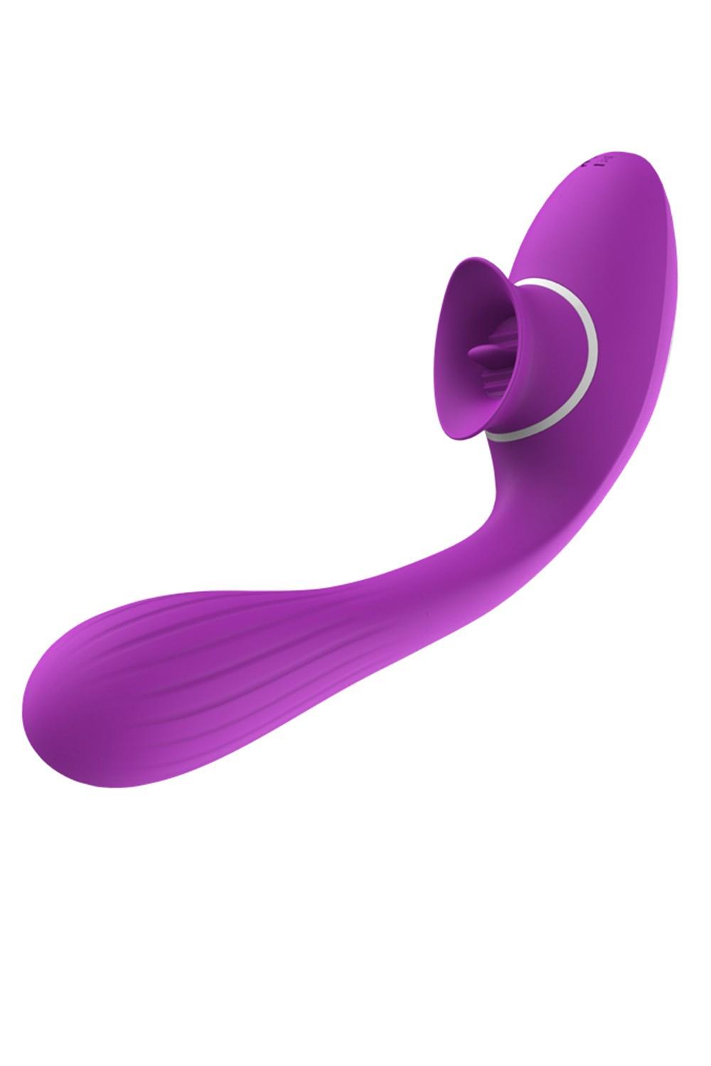 Stimulateur Clitoridien avec langue Vibromasseur Point G 2-en-1 DISA Violet Cœur Ardent