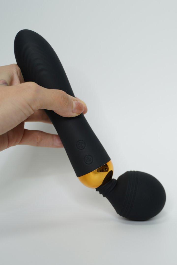 SHAKE Noir, Vibromasseur Wand USB en silicone médical avec 2 puissants moteurs indépendants