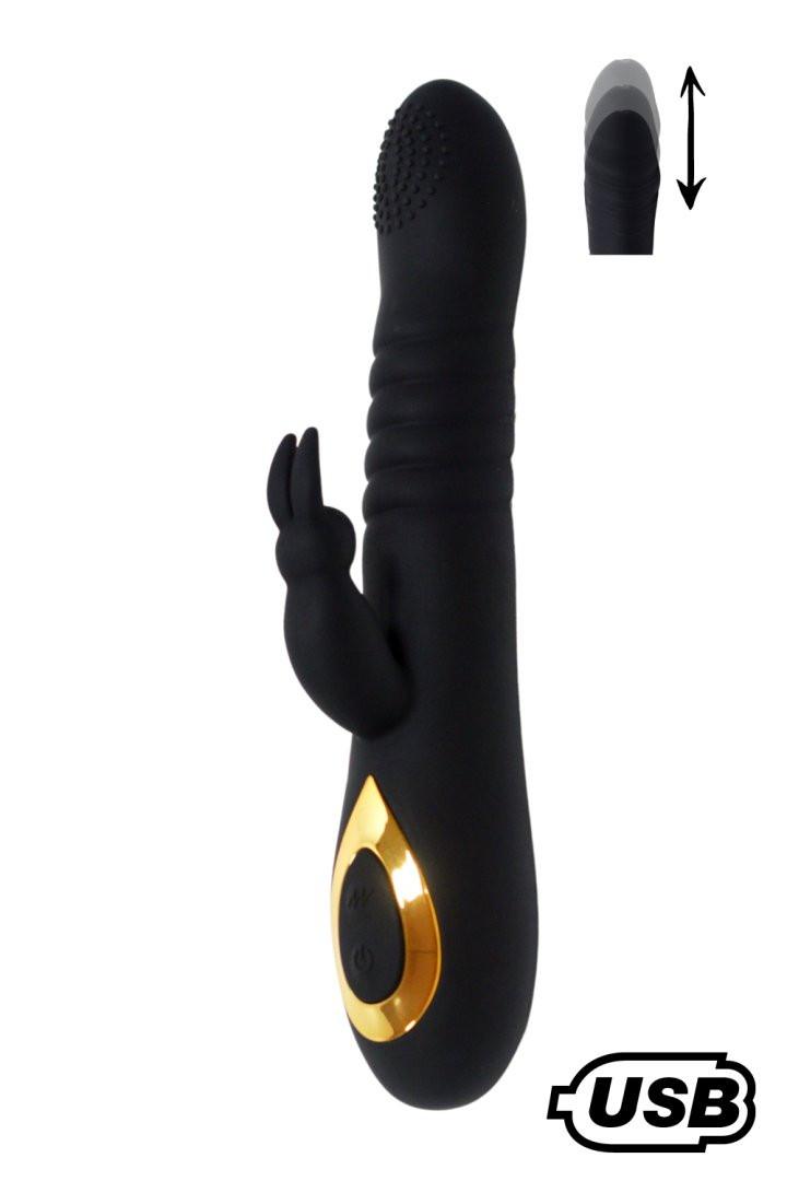 TWIST 2 Noir, Vibromasseur Rabbit va-et-vient USB en silicone médical, doté de 18 modes de stimulation