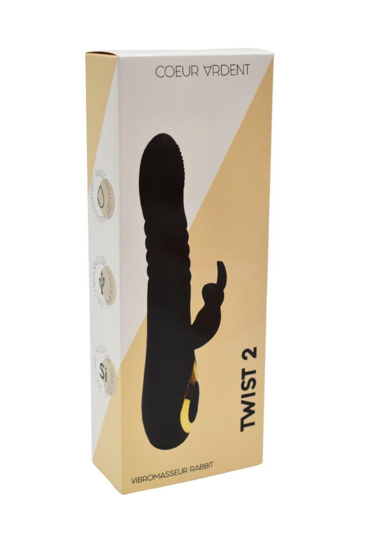 TWIST 2 Noir, Vibromasseur Rabbit va-et-vient USB en silicone médical, doté de 18 modes de stimulation