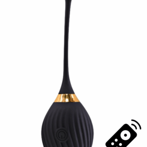 WAVE, Un Œuf vibrant noir USB avec télécommande, dans un silicone médical doux et lisse