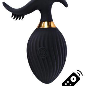 WAVE , Un Œuf vibrant noir USB avec stimulation clitoridienne, doté d&rsquo;une télécommande