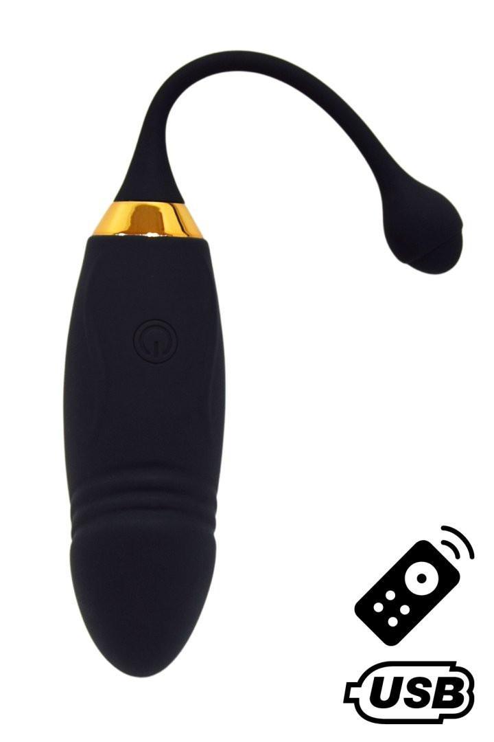 HAPPY, Un Œuf vibrant long USB avec télécommande, dans un silicone médical doux et lisse
