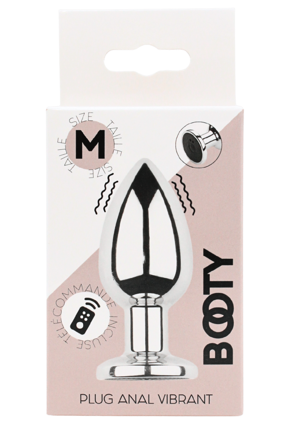 Plug vibrant acier inoxydable anal taille M avec télécommande, USB BOOTY