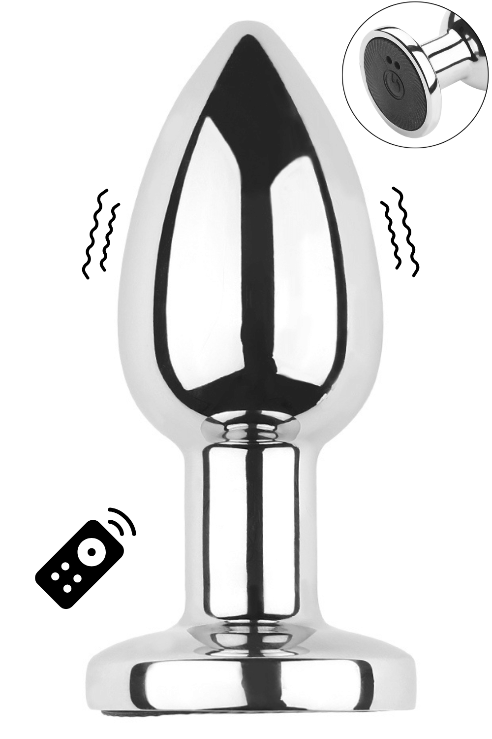 Plug vibrant acier inoxydable anal taille S avec télécommande, USB BOOTY