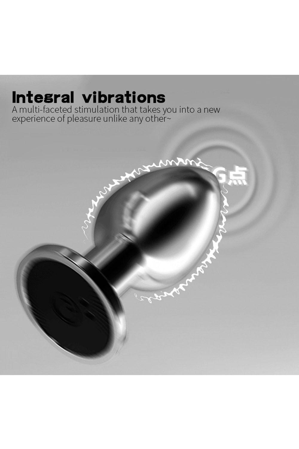 Plug vibrant acier inoxydable anal taille M avec télécommande, USB BOOTY