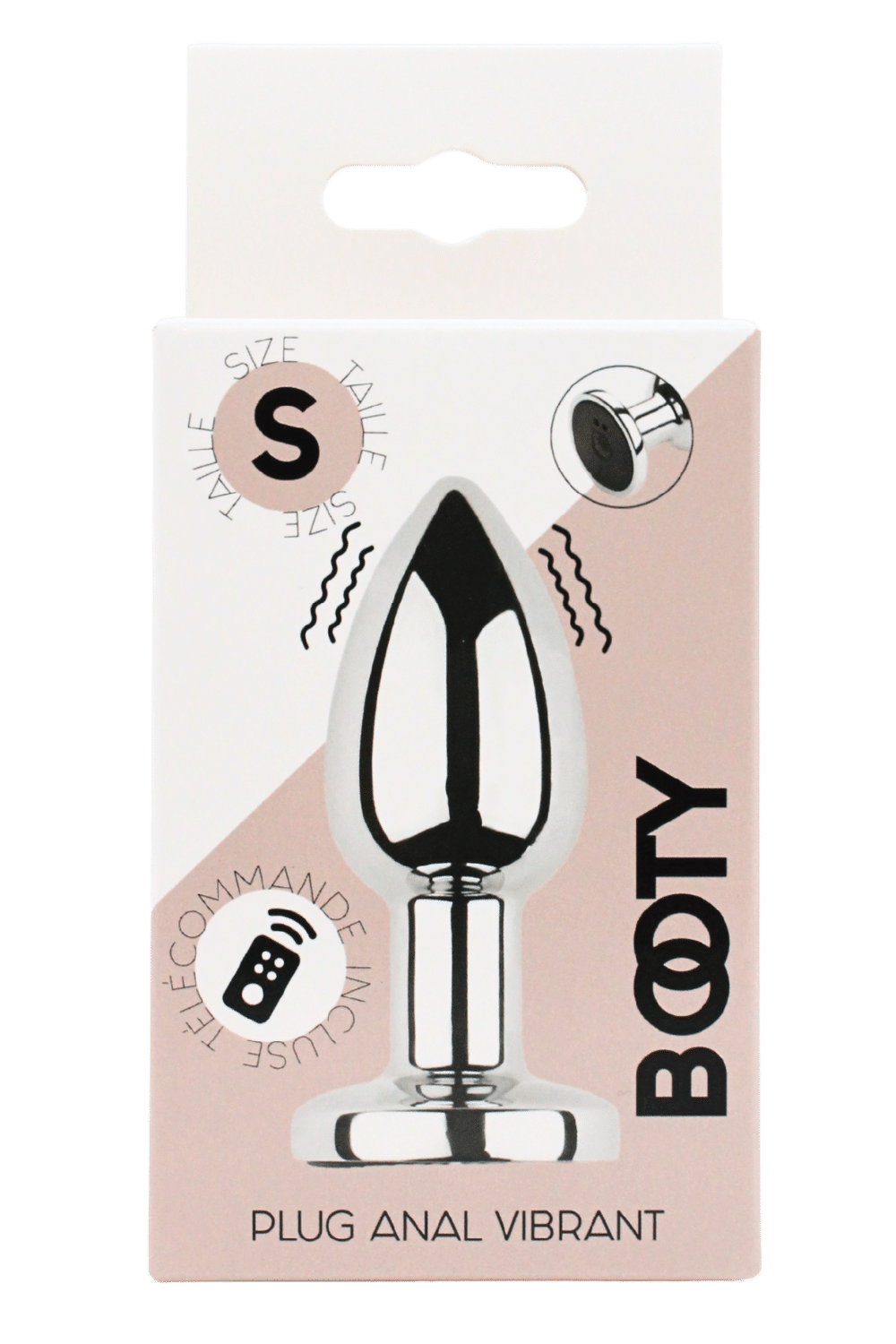 Plug vibrant acier inoxydable anal taille S avec télécommande, USB BOOTY