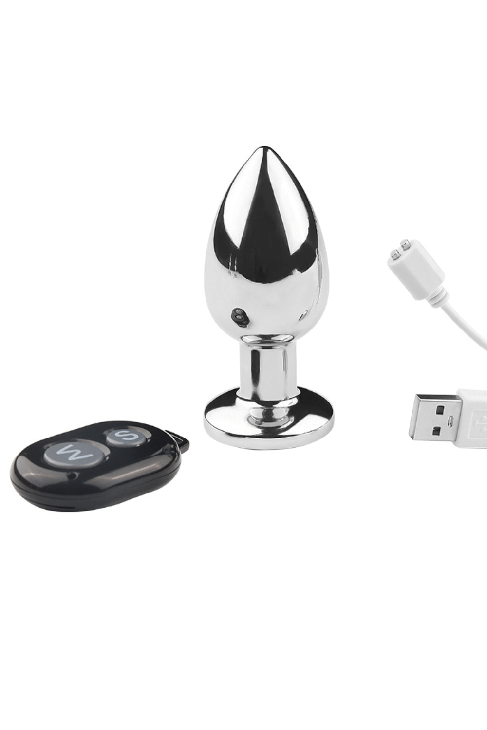 Plug vibrant acier inoxydable anal taille S avec télécommande, USB BOOTY