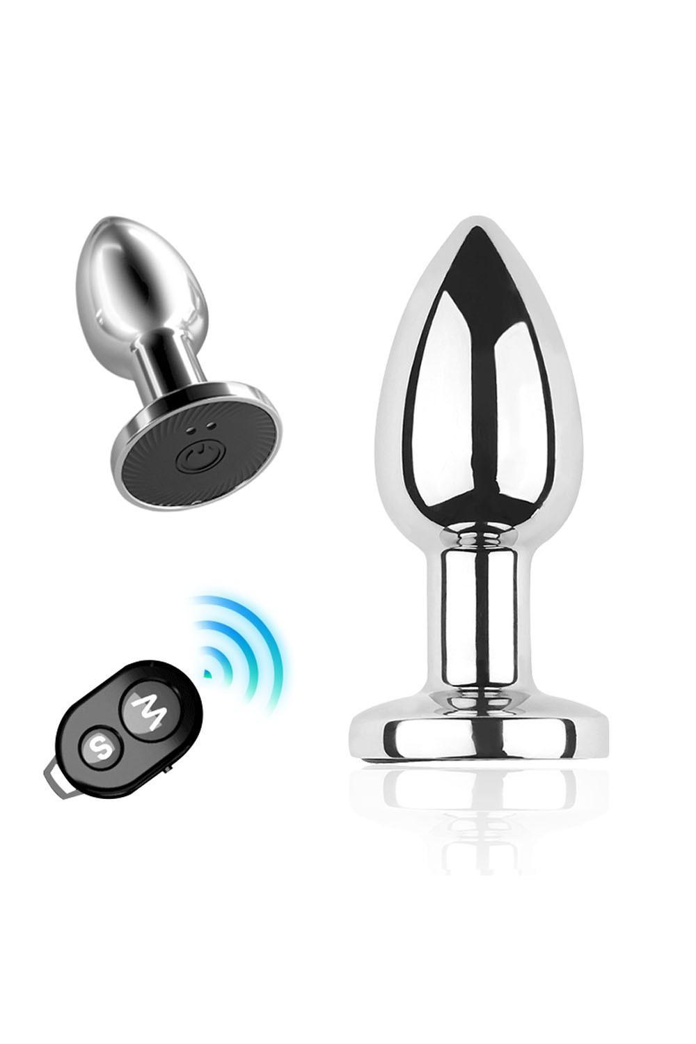 Plug vibrant acier inoxydable anal taille S avec télécommande, USB BOOTY