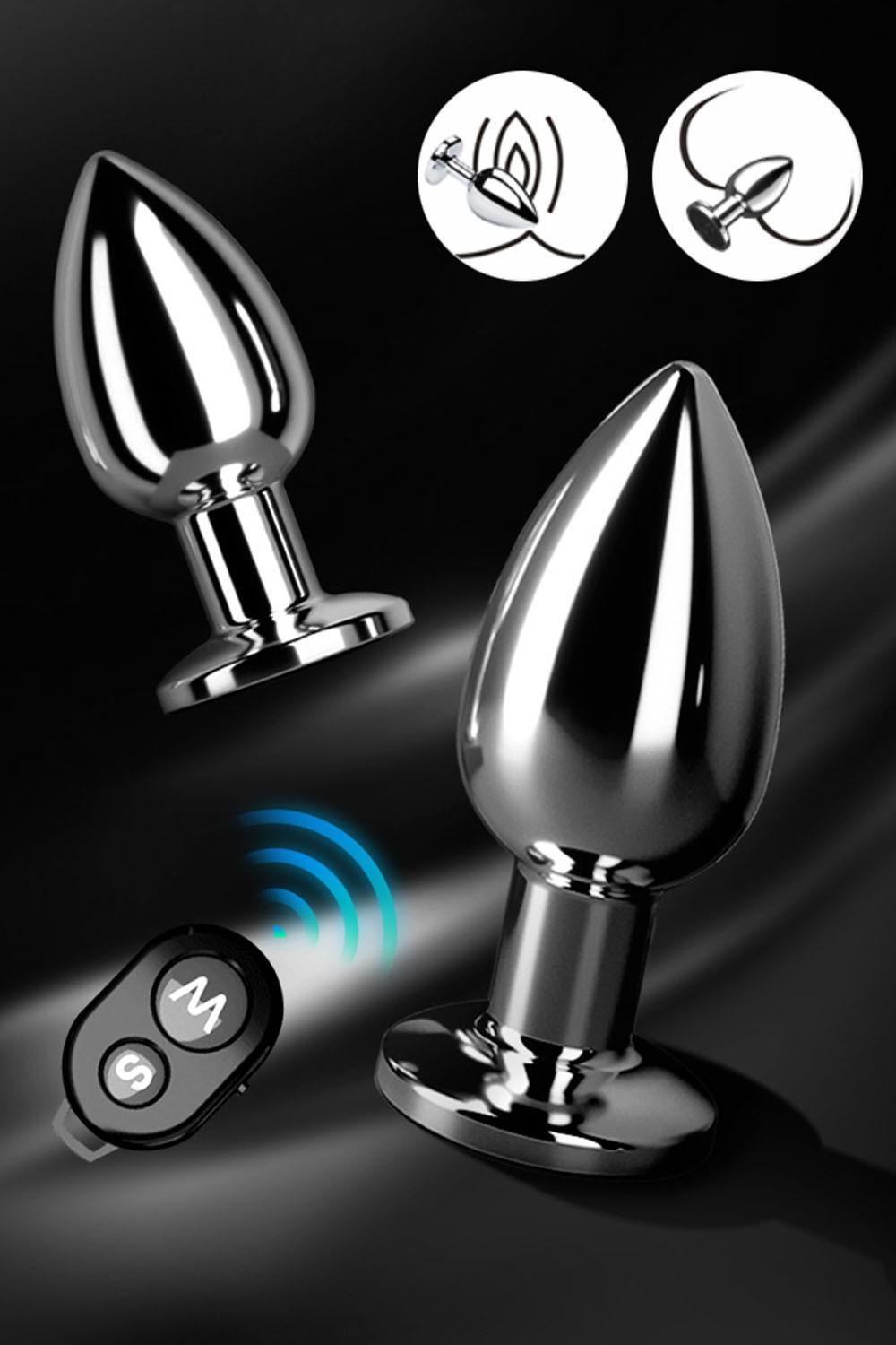 Plug vibrant acier inoxydable anal taille S avec télécommande, USB BOOTY