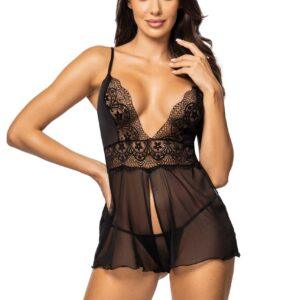 Secret Veil babydoll – Noire