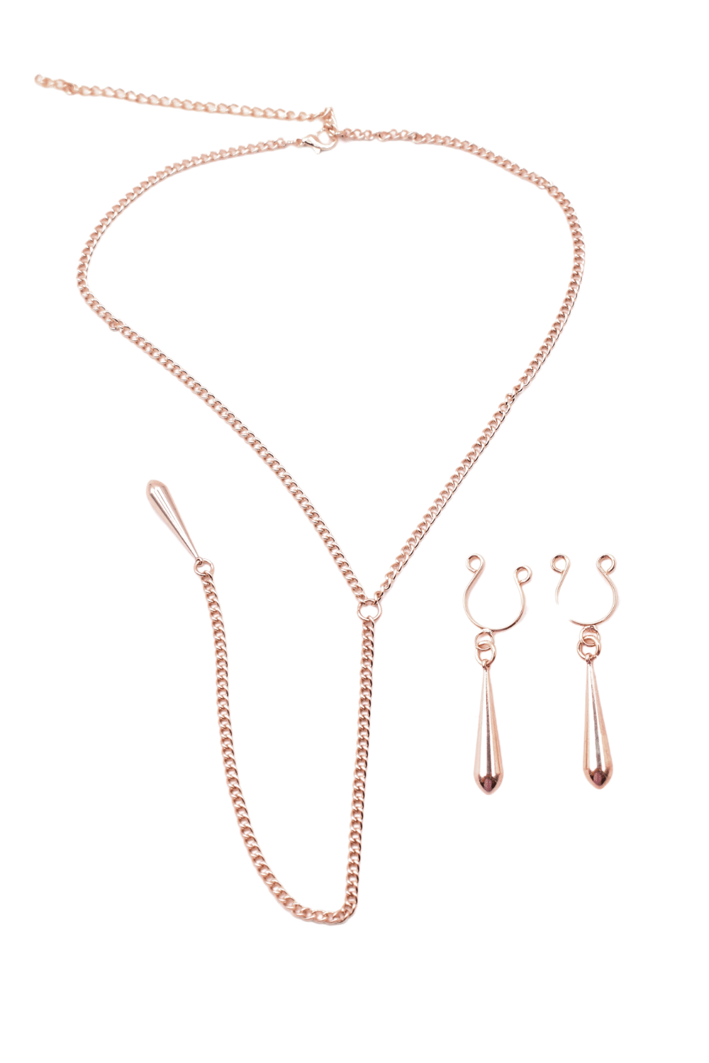 bijoux de corps, pinces de seins goutte et tour de cou chainette