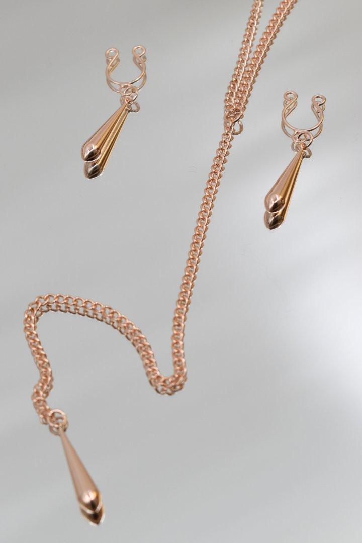 bijoux de corps, pinces de seins goutte et tour de cou chainette