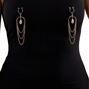 Bijoux de seins avec 3 chainettes doré rose et une perle