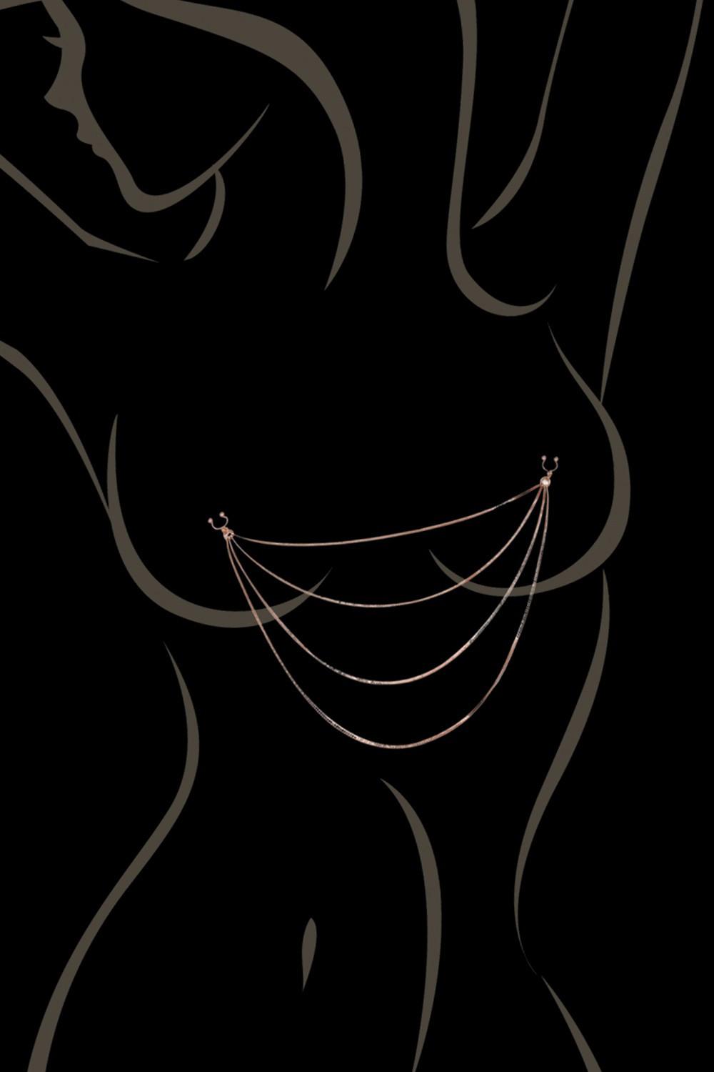 bijou pinces tétons avec 4 chainettes doré rose