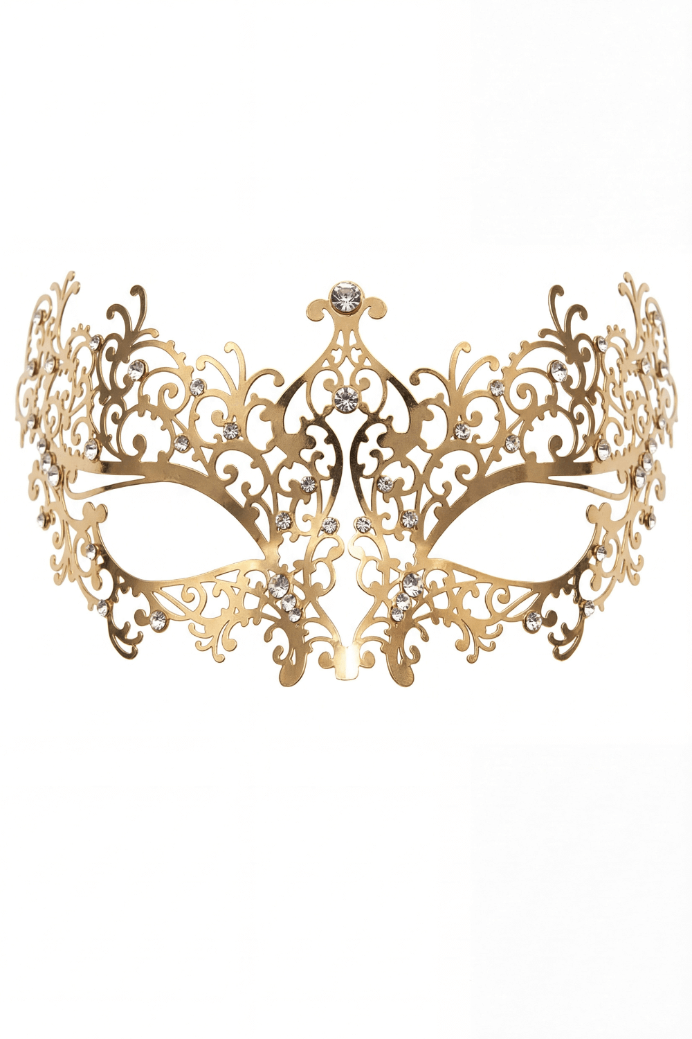 Masque vénitien Chiara rigide doré avec strass