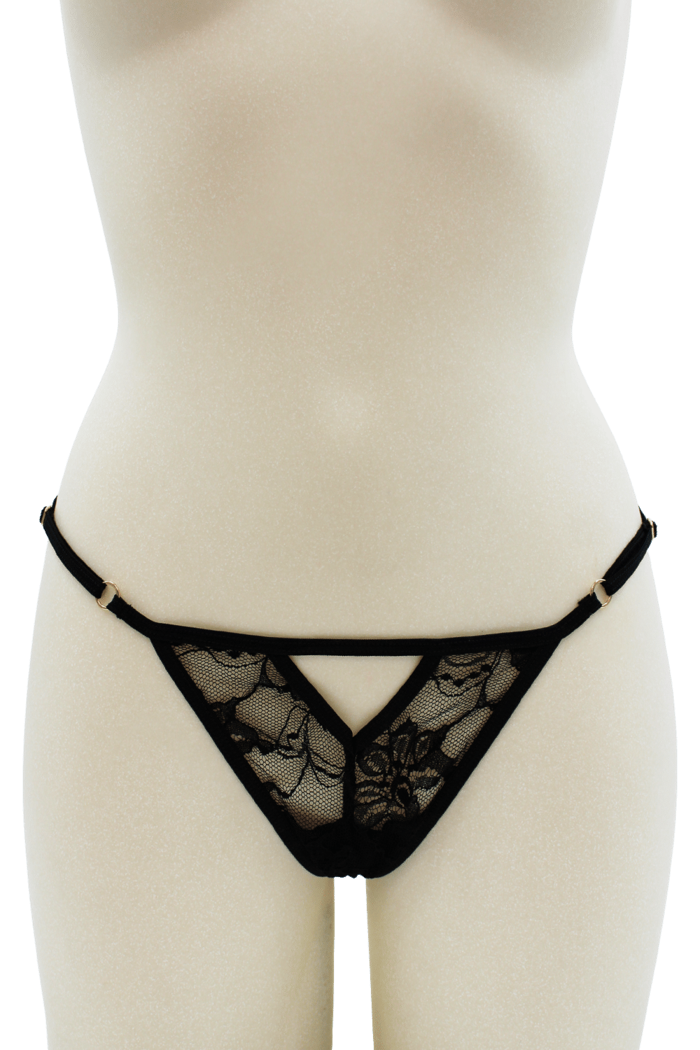 String noir avec bijou perle strass dorés