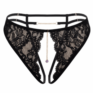 String noir avec bijou couleur aléatoire et chaîne dorée