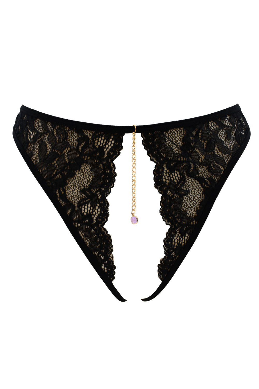 String noir avec bijou couleur aléatoire et chaîne dorée
