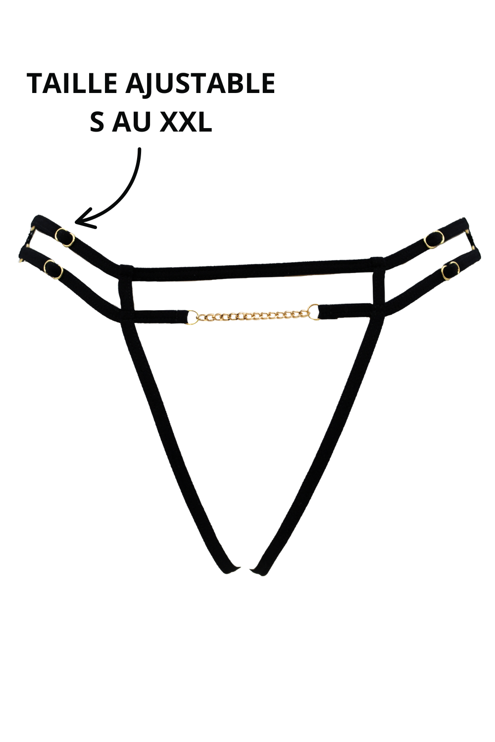 String noir avec bijou couleur aléatoire et chaîne dorée