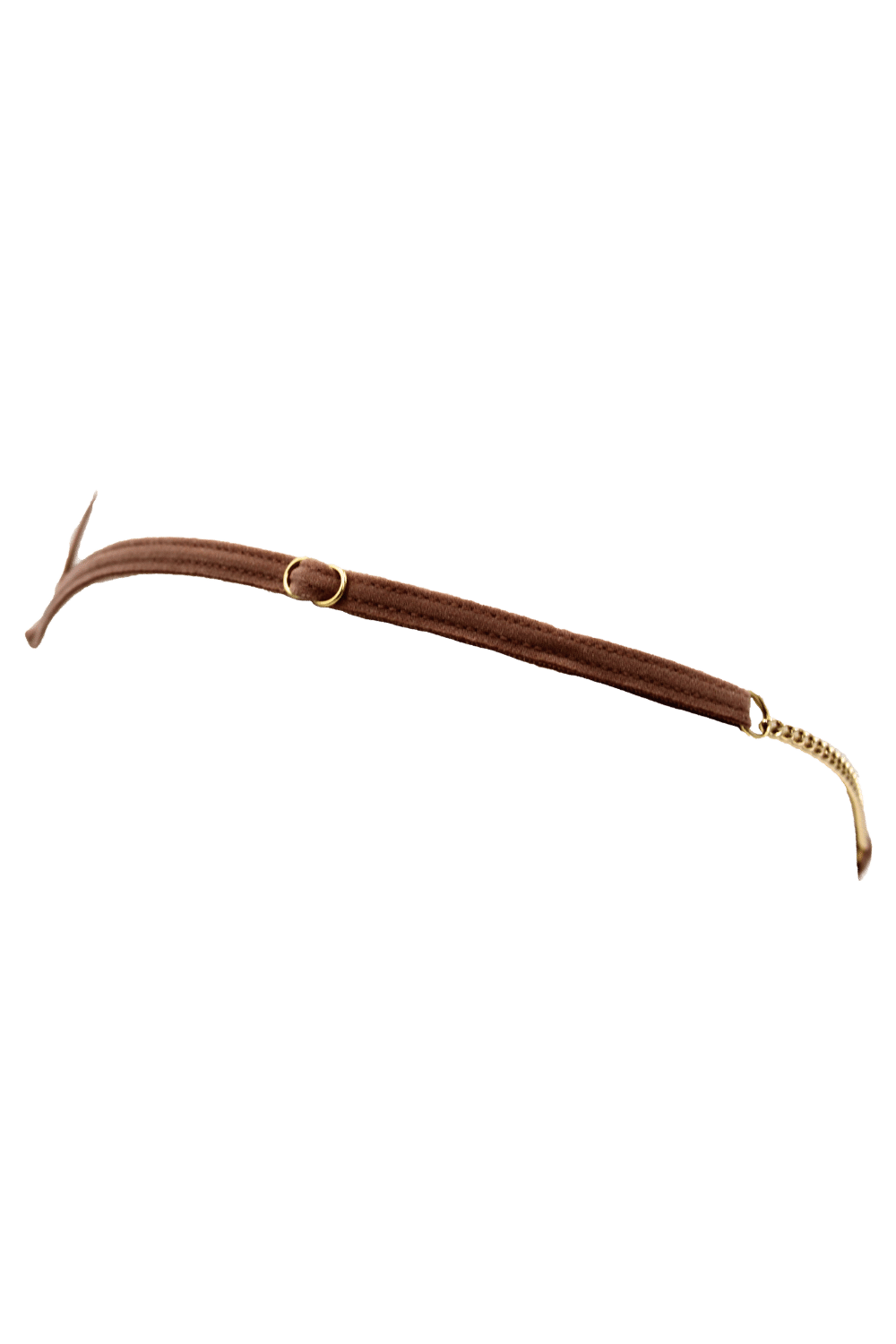 String en dentelle taupe ouvert avec chaînes dorées