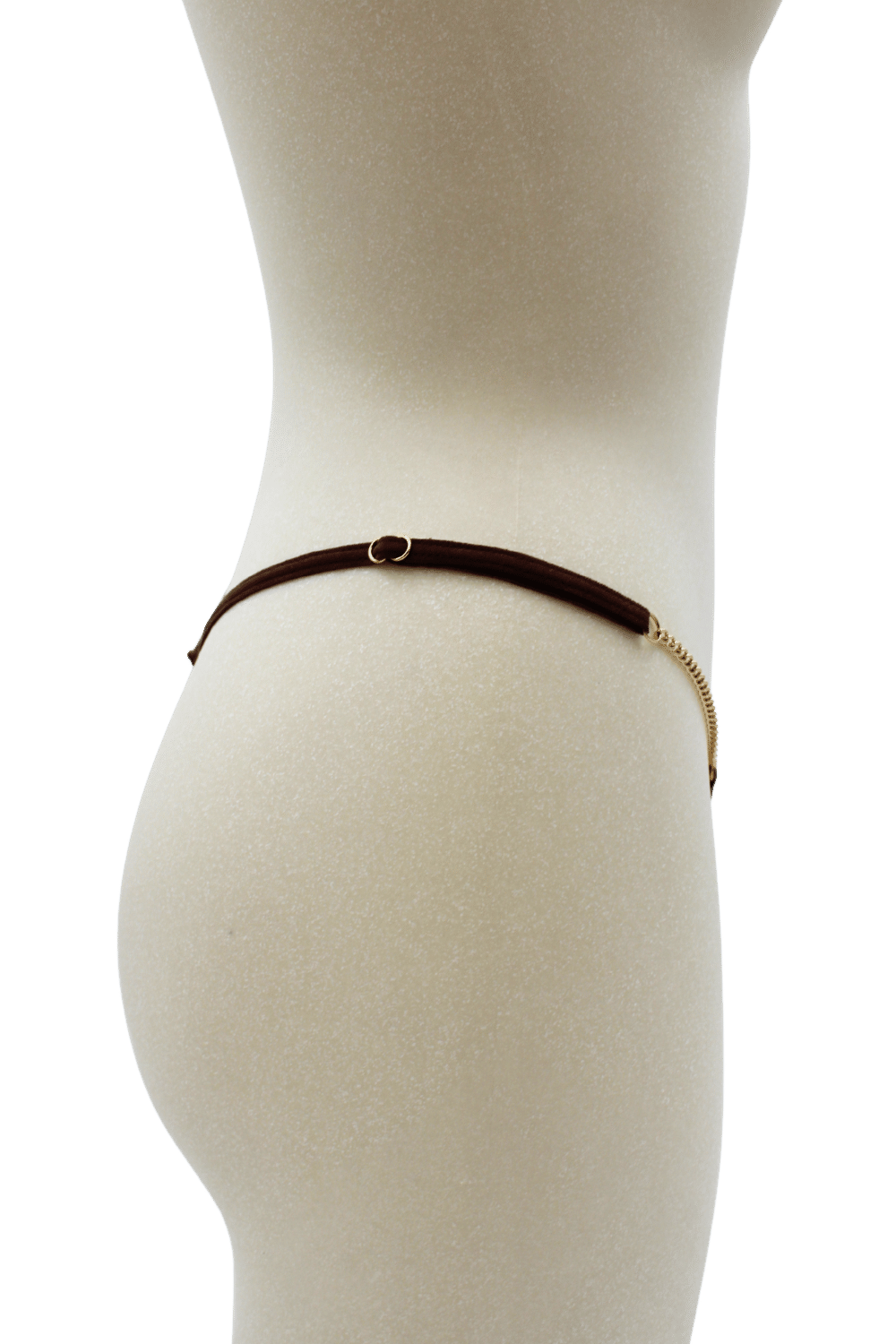 String en dentelle marron ouvert avec chaînes dorées