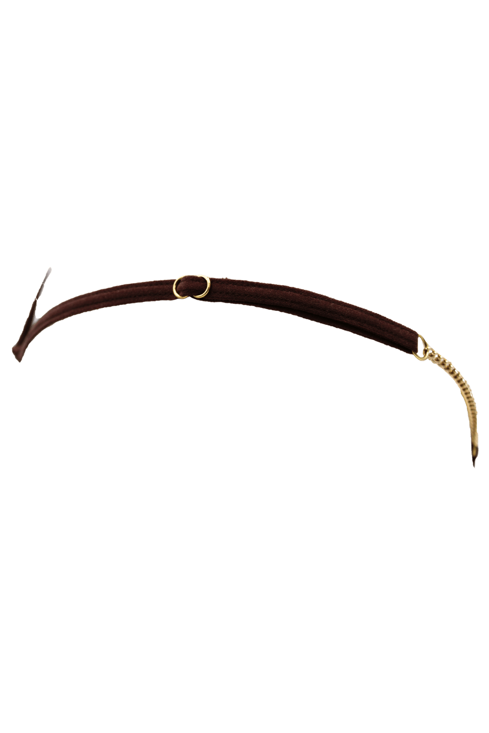 String en dentelle marron ouvert avec chaînes dorées