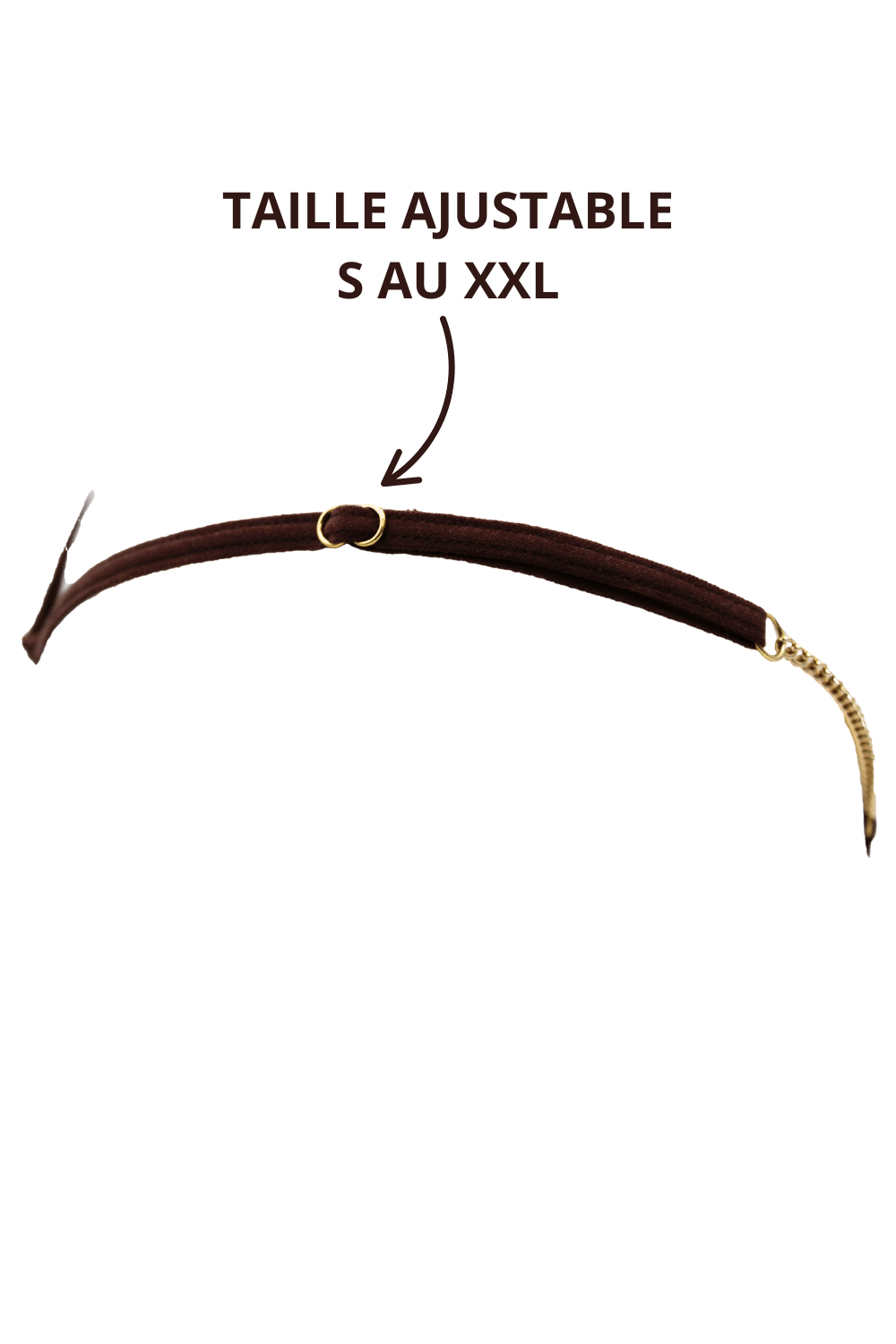 String en dentelle marron ouvert avec chaînes dorées