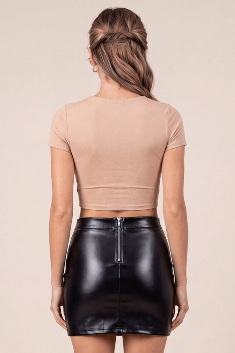 Jupe sexy courte noire wetlook Alessia