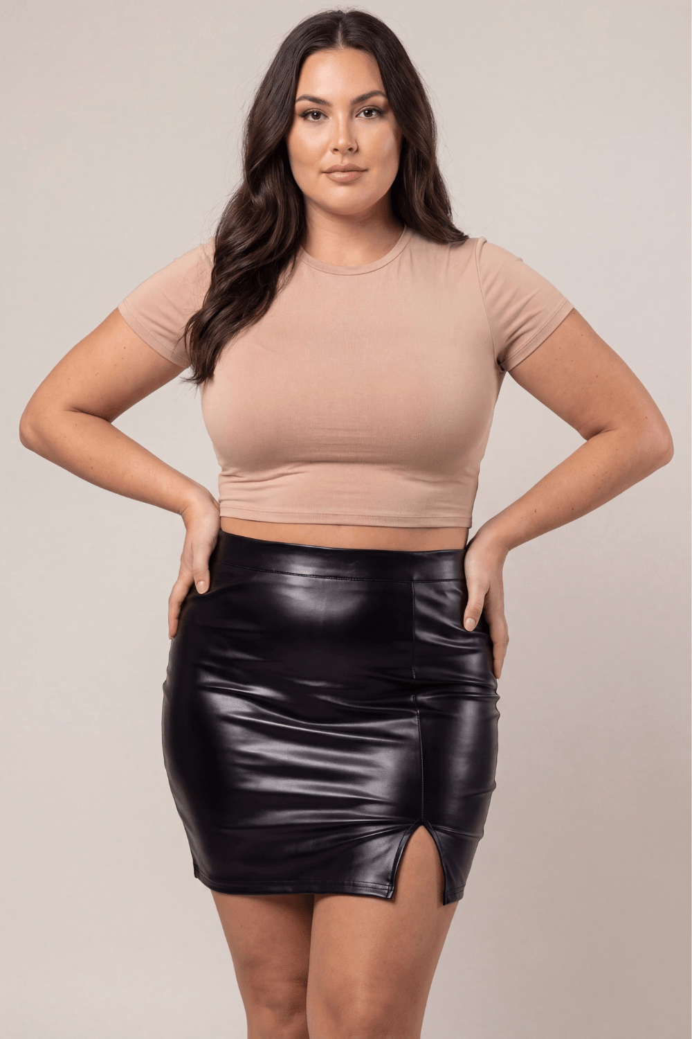Jupe sexy longue noire wetlook Inaya