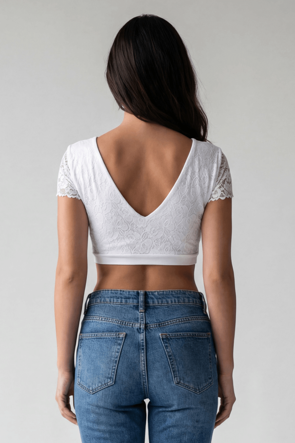 Top sexy court blanc bi matière réversible