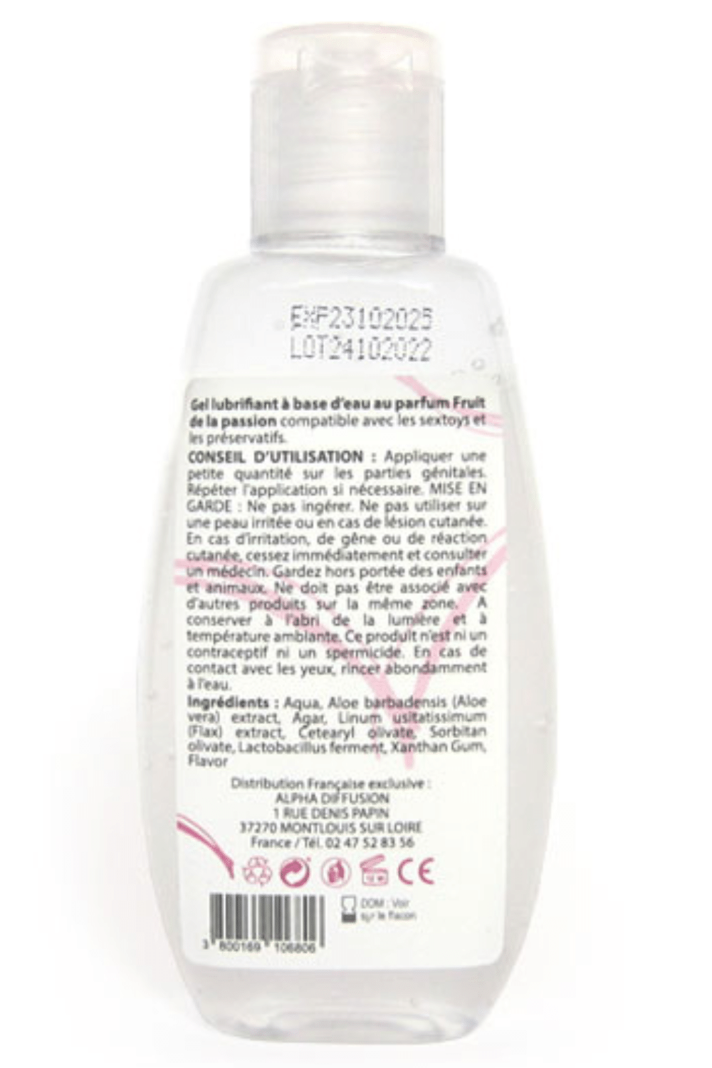 Lubrifiant à base d’eau 100% naturel Fruit de la passion 90ml